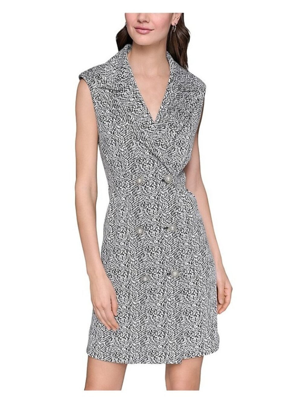 KARL LAGERFELD Women  Abstract Jaquard Knit Dress Black White Size 10  $168